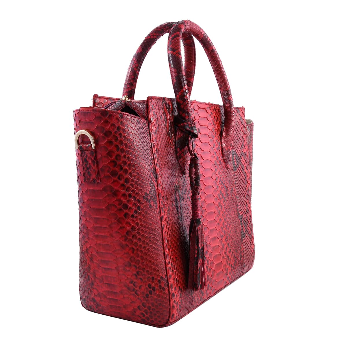 The Grand Pelle Handcrafted Red Color Genuine Python Leather Tote Bag for Women , Satchel Purse , Shoulder Handbag , Designer Tote Bag image number 3