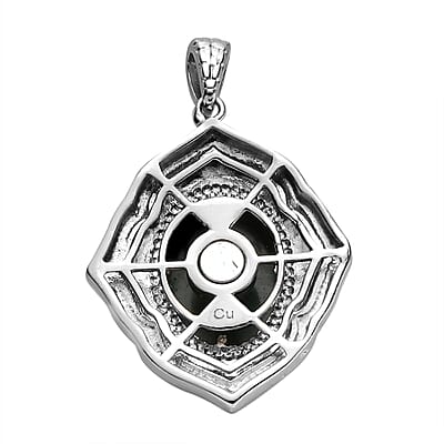 African Malachite Solitaire Pendant in Platinum Over Copper with Magnet 11.50 ctw