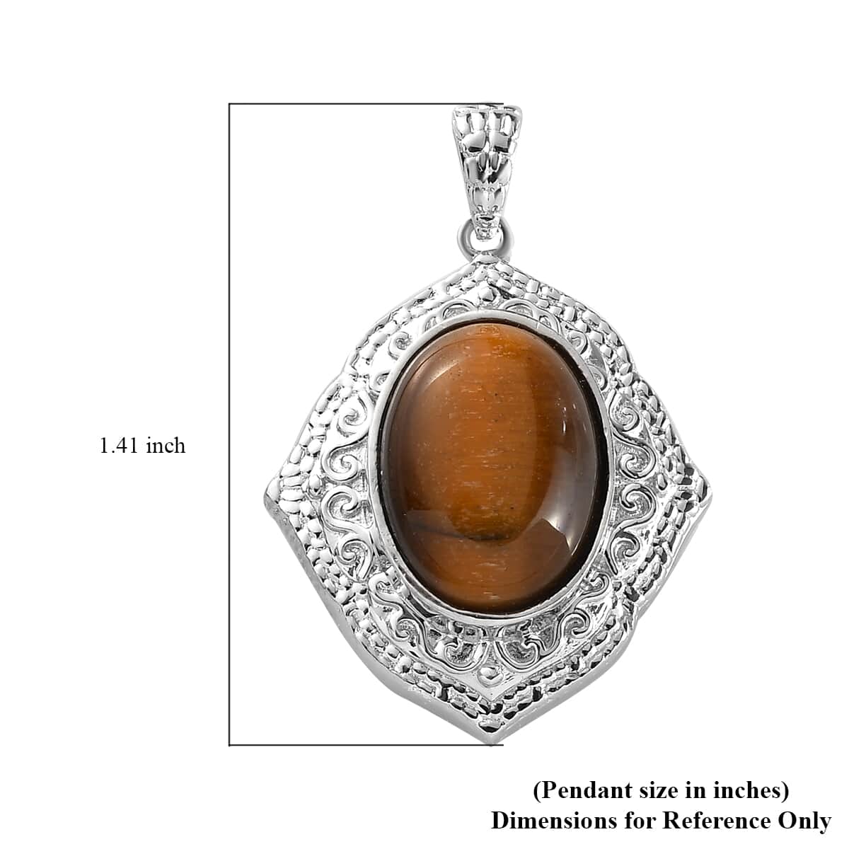 Tiger's Eye Solitaire Pendant in Platinum Over Copper with Magnet 9.85 ctw image number 4