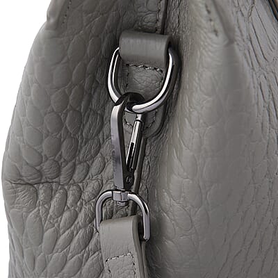 Gray Crocodile Embossed Pattern Genuine Leather Convertible Bag with Handle and Shoulder Straps