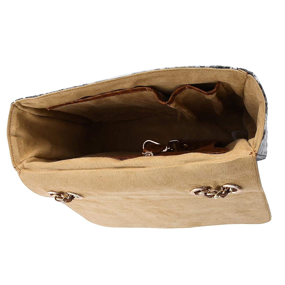The Grand Pelle Handcrafted Brown Color Genuine Python Leather Crossbody Bag image number 5