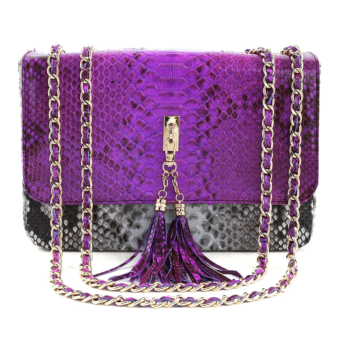 The Grand Pelle Handcrafted Light Purple Color Genuine Python Leather Crossbody Bag image number 1