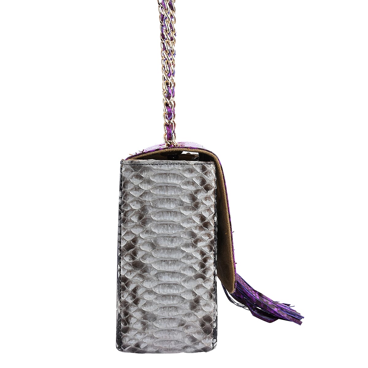 The Grand Pelle Handcrafted Light Purple Color Genuine Python Leather Crossbody Bag image number 2