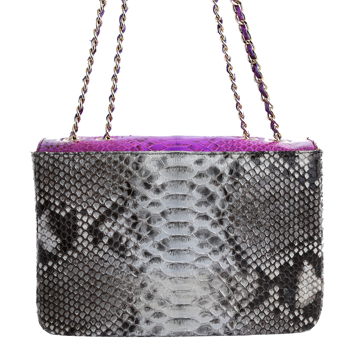 The Grand Pelle Handcrafted Light Purple Color Genuine Python Leather Crossbody Bag image number 3