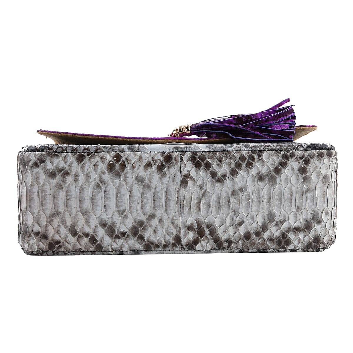 The Grand Pelle Handcrafted Light Purple Color Genuine Python Leather Crossbody Bag image number 4