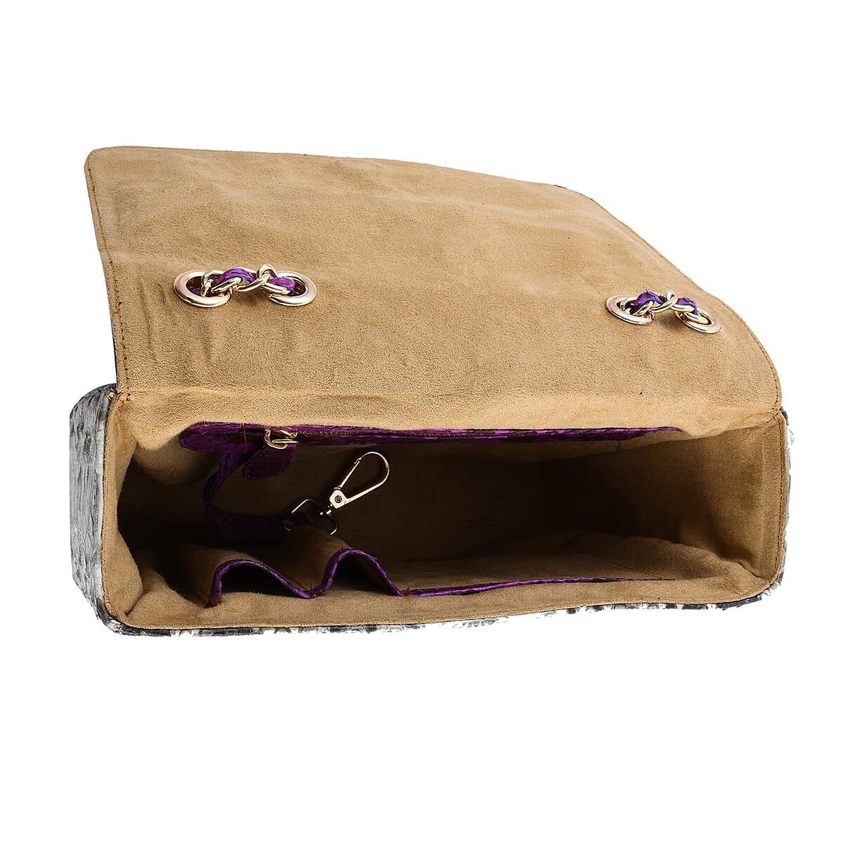 The Grand Pelle Handcrafted Light Purple Color Genuine Python Leather Crossbody Bag image number 5