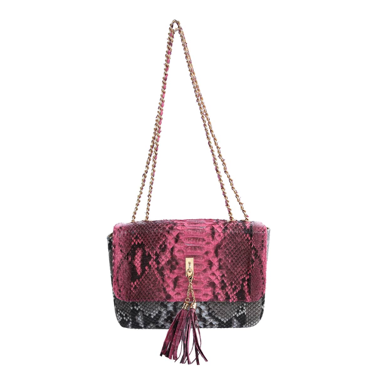 The Grand Pelle Handcrafted Baby Pink Color Genuine Python Leather Crossbody Bag image number 0