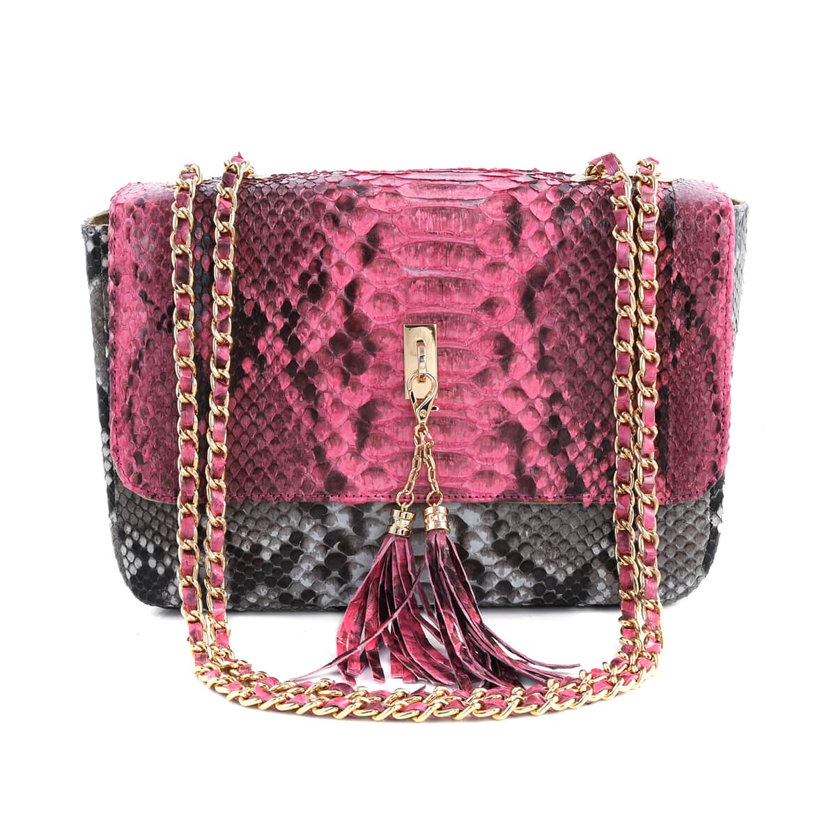 The Grand Pelle Handcrafted Baby Pink Color Genuine Python Leather Crossbody Bag image number 1