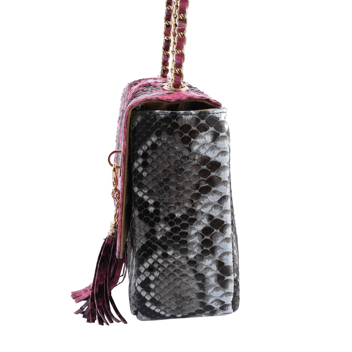 The Grand Pelle Handcrafted Baby Pink Color Genuine Python Leather Crossbody Bag image number 2