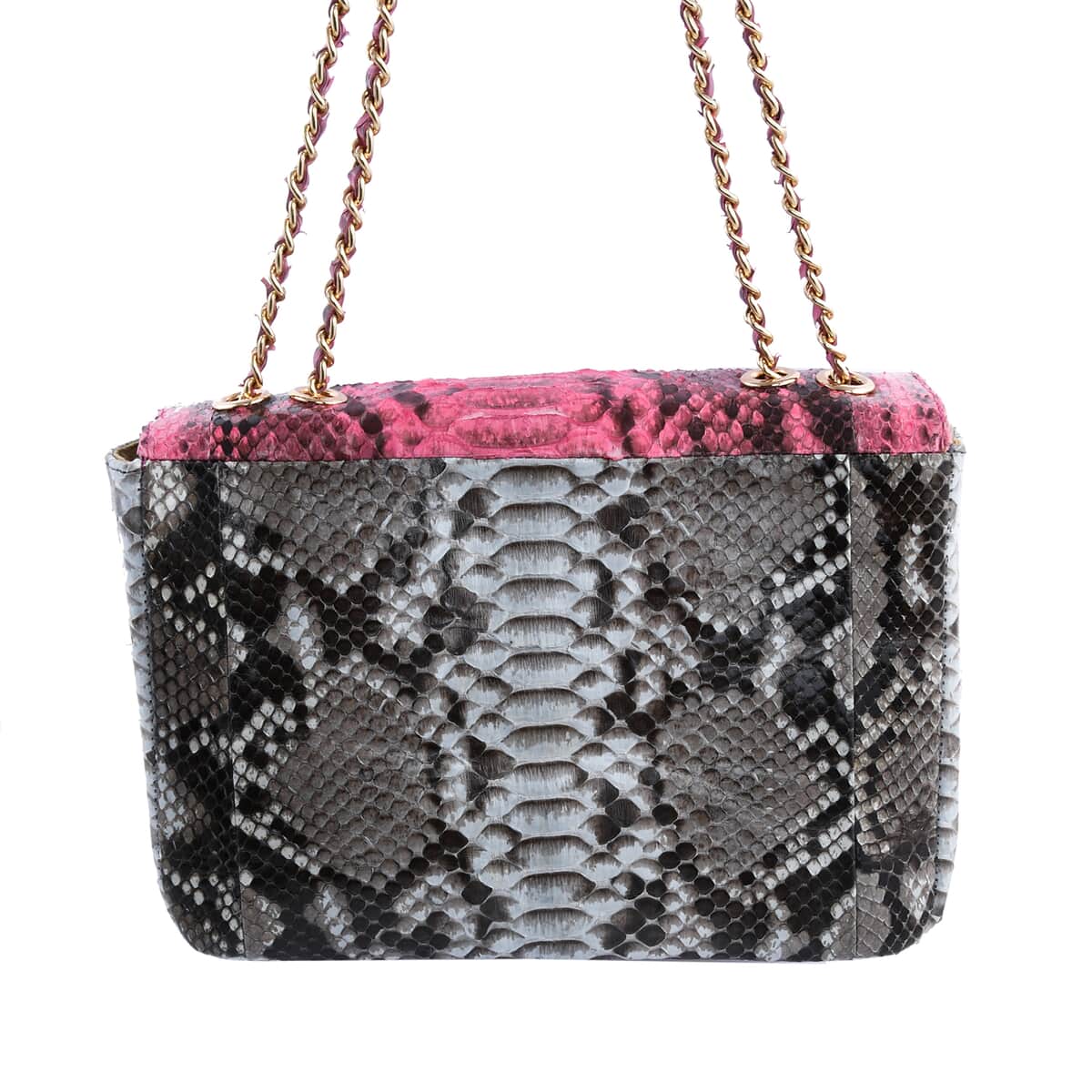 The Grand Pelle Handcrafted Baby Pink Color Genuine Python Leather Crossbody Bag image number 3