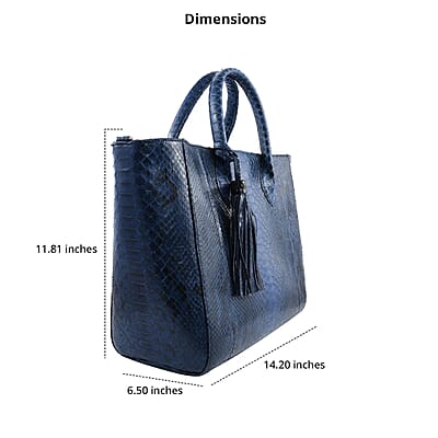 The Grand Pelle Handcrafted Blue Color Genuine Python Leather Tote Bag for Women , Women's Designer Tote Bags , Leather Handbags , Leather Purse
