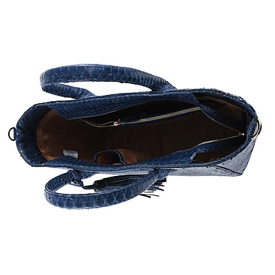 The Grand Pelle Handcrafted Blue Color Genuine Python Leather Tote Bag for Women , Women's Designer Tote Bags , Leather Handbags , Leather Purse