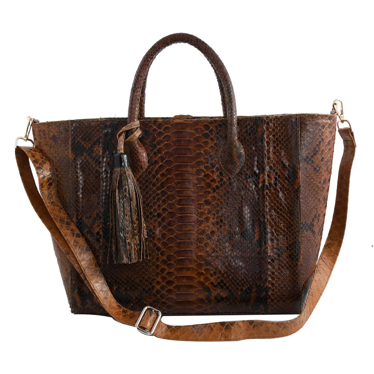 The Grand Pelle Handcrafted Natural Color Genuine Python Leather Tote Bag for Women with Wallet, Designer Tote Bags, Ladies Purse, Shoulder Handbags
