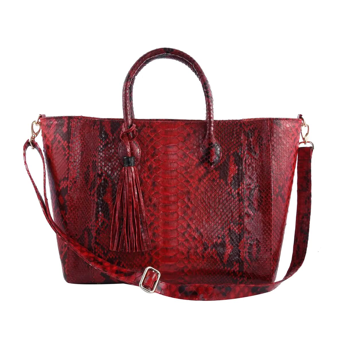 The Grand Pelle Handcrafted Red Color Genuine Python Leather Tote Bag for Women , Women's Designer Tote Bags , Leather Handbags , Leather Purse , Shop