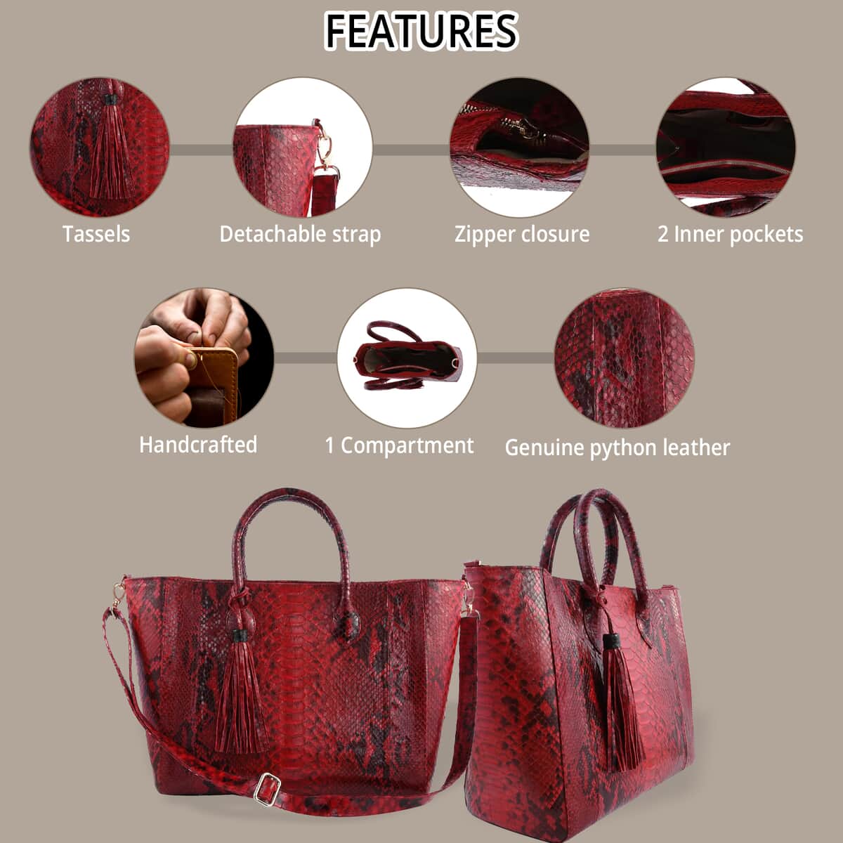 The Grand Pelle Handcrafted Python Leather Tote Bag