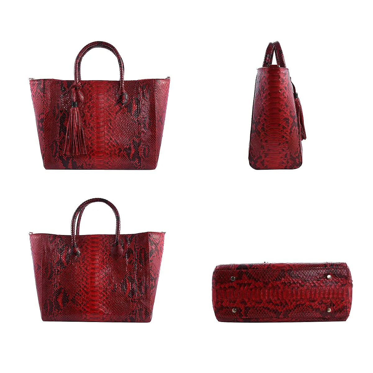 The Grand Pelle Handcrafted Red Color Genuine Python Leather Tote Bag for Women , Women's Designer Tote Bags , Leather Handbags , Leather Purse image number 4