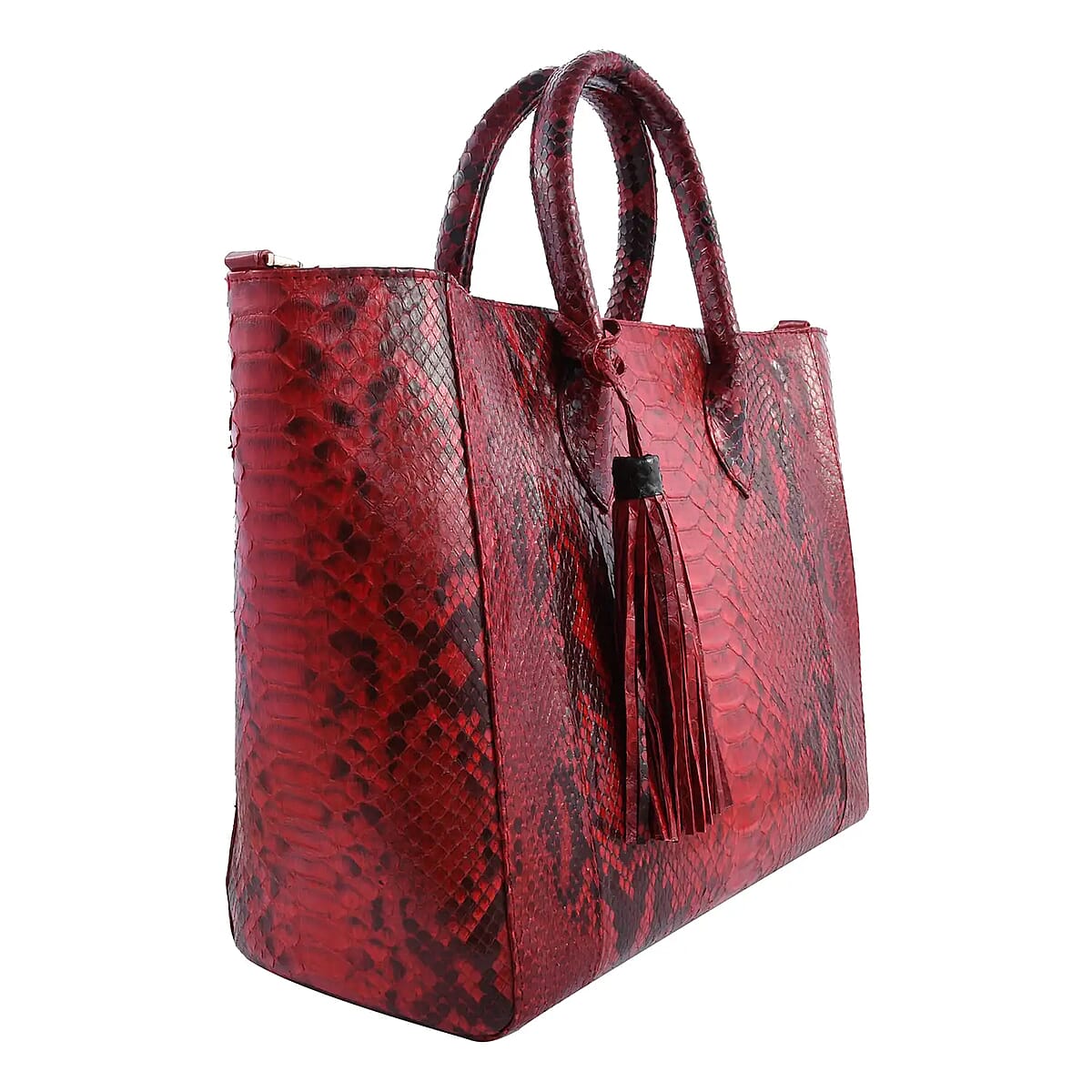 The Grand Pelle Handcrafted Red Color Genuine Python Leather Tote Bag for Women , Women's Designer Tote Bags , Leather Handbags , Leather Purse image number 5