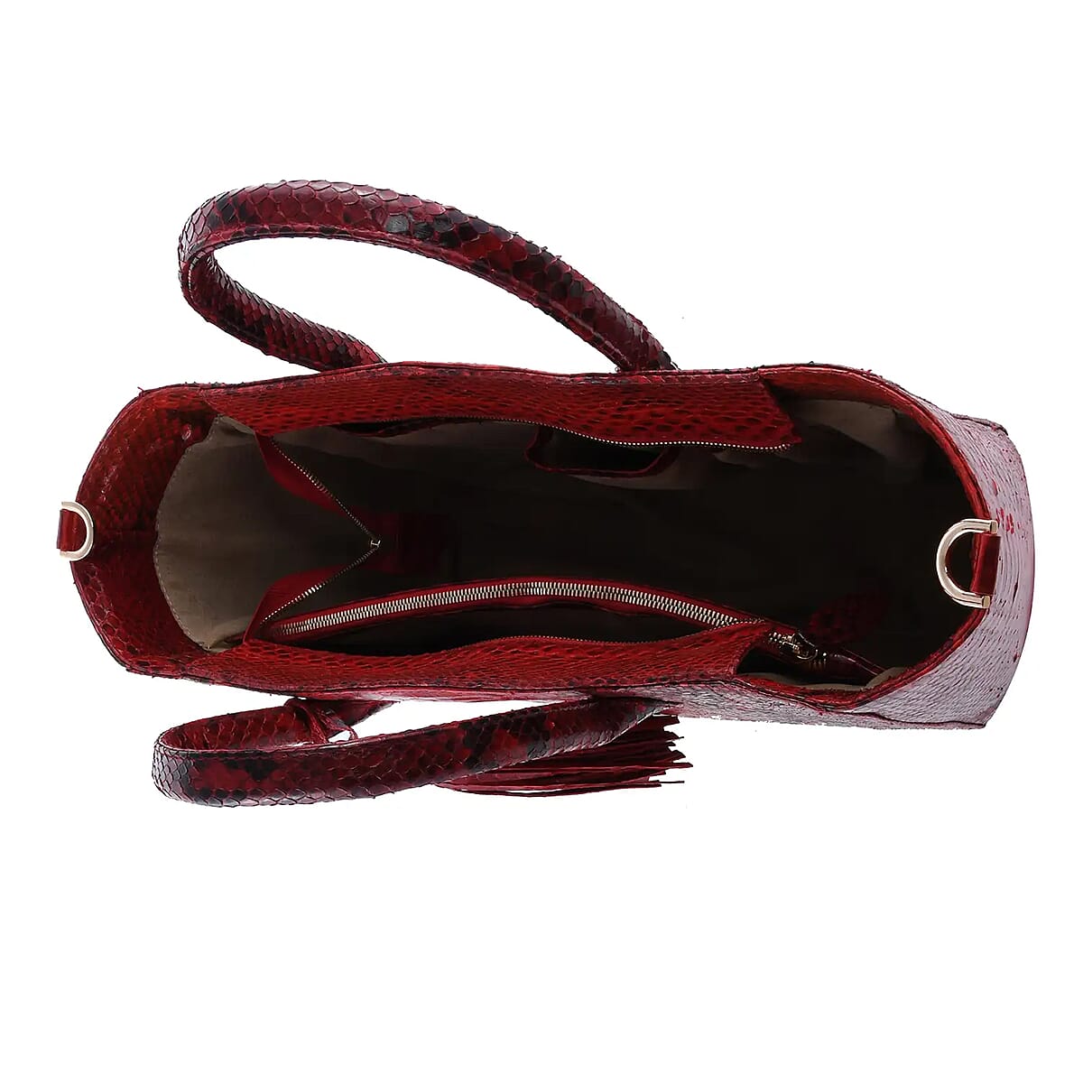The Grand Pelle Handcrafted Red Color Genuine Python Leather Tote Bag for Women , Women's Designer Tote Bags , Leather Handbags , Leather Purse image number 6