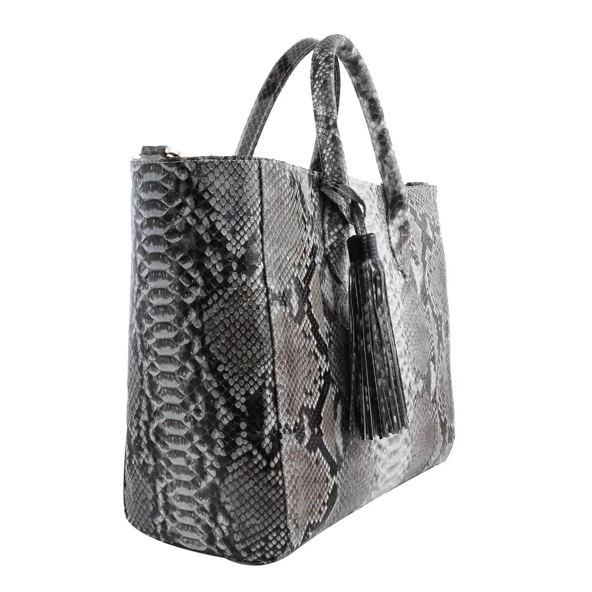 The Grand Pelle Handcrafted White Color Genuine Python Leather Tote Bag for Women , Women's Designer Tote Bags , Leather Handbags , Leather Purse image number 6