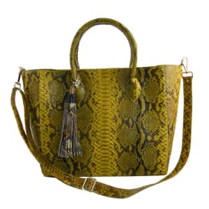 The Grand Pelle Handcrafted Blue Color 100 % Genuine Python Leather Tote Bag (14.20"x11.81"x6.50")