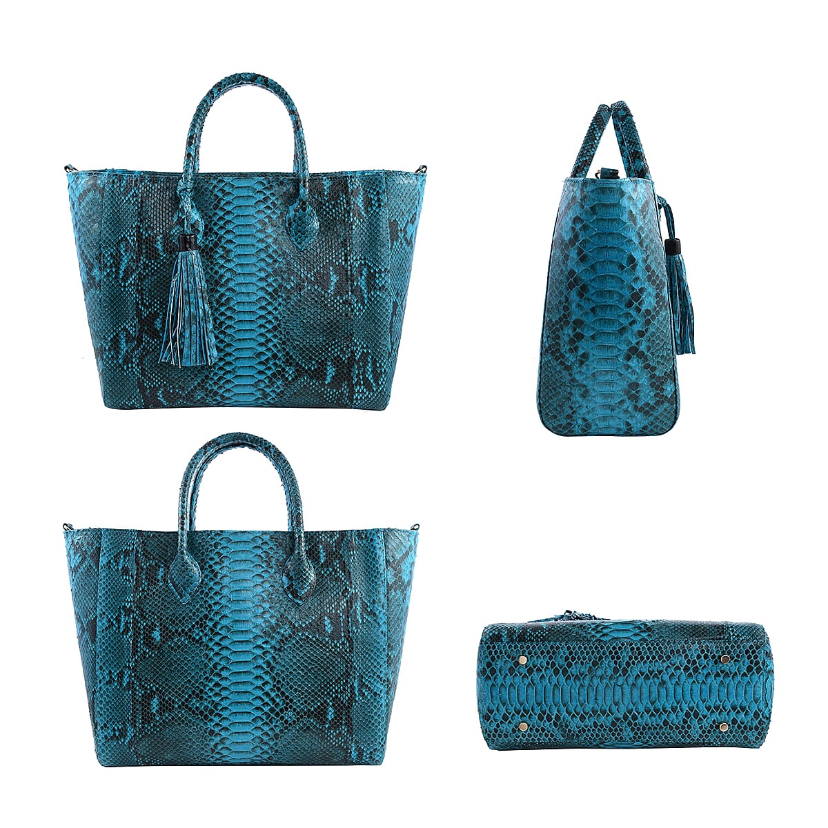 The Grand Pelle Handcrafted Turquoise Color Genuine Python Leather Tote Bag for Women , Women's Designer Tote Bags , Leather Handbags , Leather Purse image number 1