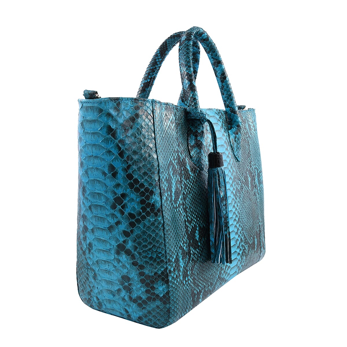 The Grand Pelle Handcrafted Turquoise Color Genuine Python Leather Tote Bag for Women , Women's Designer Tote Bags , Leather Handbags , Leather Purse image number 2