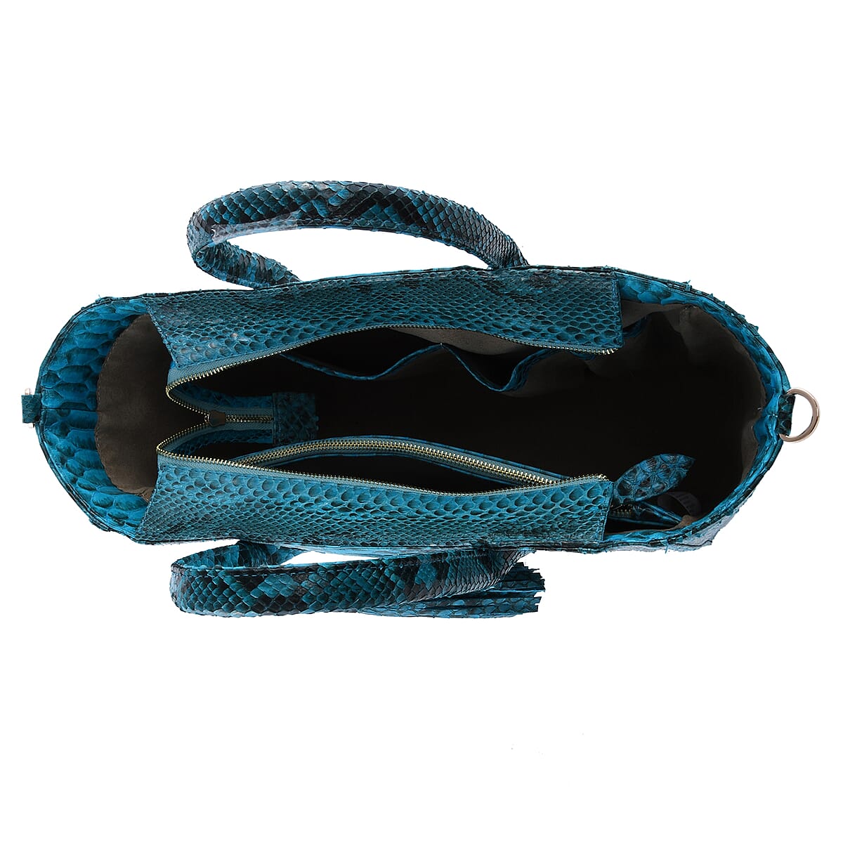 The Grand Pelle Handcrafted Turquoise Color Genuine Python Leather Tote Bag for Women , Women's Designer Tote Bags , Leather Handbags , Leather Purse image number 3