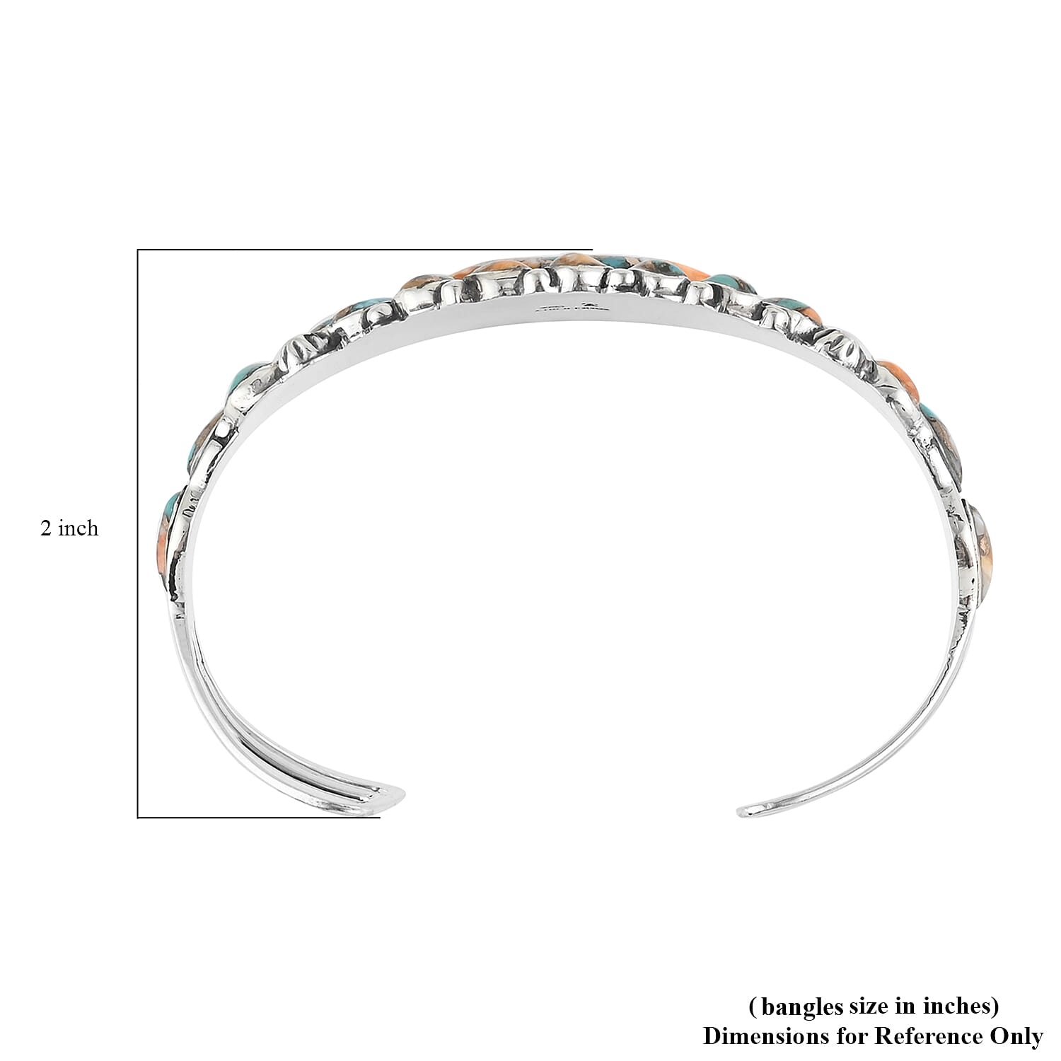 Santa Fe Style Spiny Turquoise Cuff Bracelet in Sterling Silver (6.00 In) 25.40 Grams 11.00 ctw