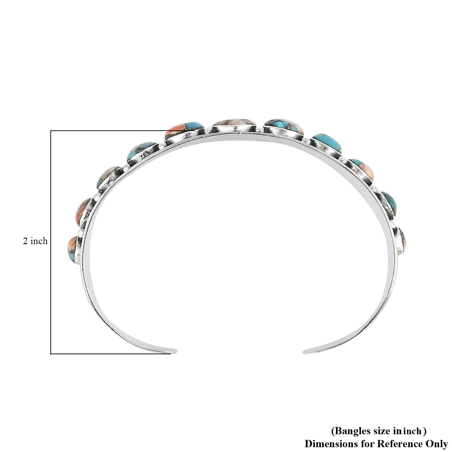 Santa Fe Style Spiny Turquoise Cuff Bracelet in Sterling Silver (6.00 In) 21.40 Grams 6.10 ctw