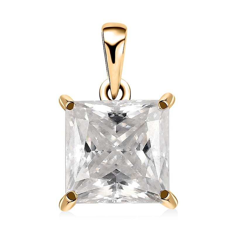 Luxoro Moissanite Pendant, 10K Yellow Gold Pendant, Moissanite Solitaire Pendant 2.85 ctw