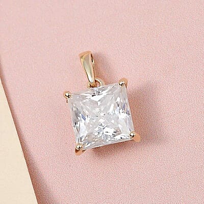Luxoro Moissanite Pendant, 10K Yellow Gold Pendant, Moissanite Solitaire Pendant 2.85 ctw