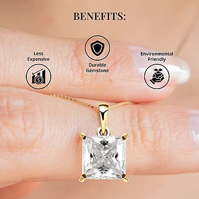 Luxoro Moissanite Pendant, 10K Yellow Gold Pendant, Moissanite Solitaire Pendant 2.85 ctw
