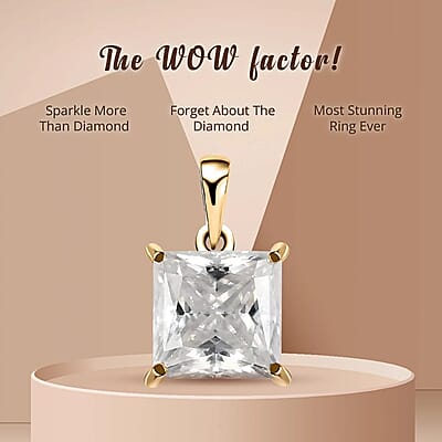 Luxoro Moissanite Pendant, 10K Yellow Gold Pendant, Moissanite Solitaire Pendant 2.85 ctw