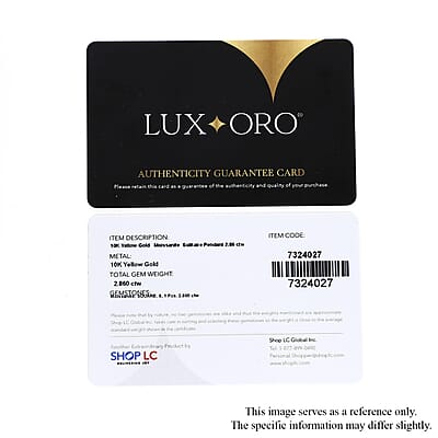 Luxoro Moissanite Pendant, 10K Yellow Gold Pendant, Moissanite Solitaire Pendant 2.85 ctw