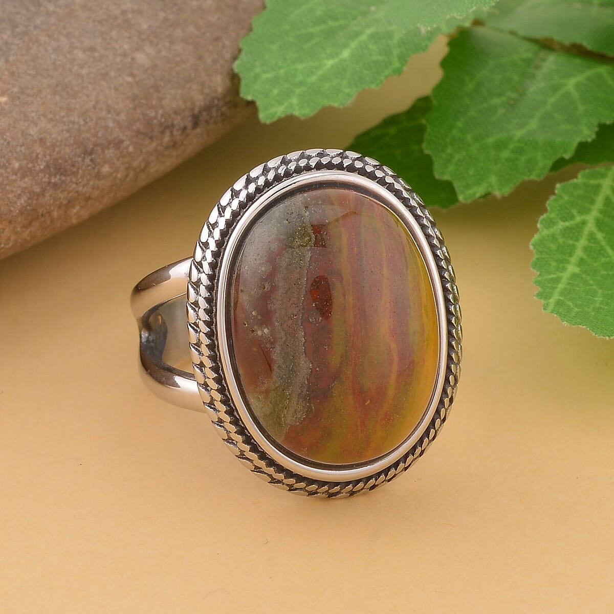 Clear Princess Crystal Ocean Jasper Solitaire Ring in Stainless Steel (Size 10.0) 50.00 ctw image number 1