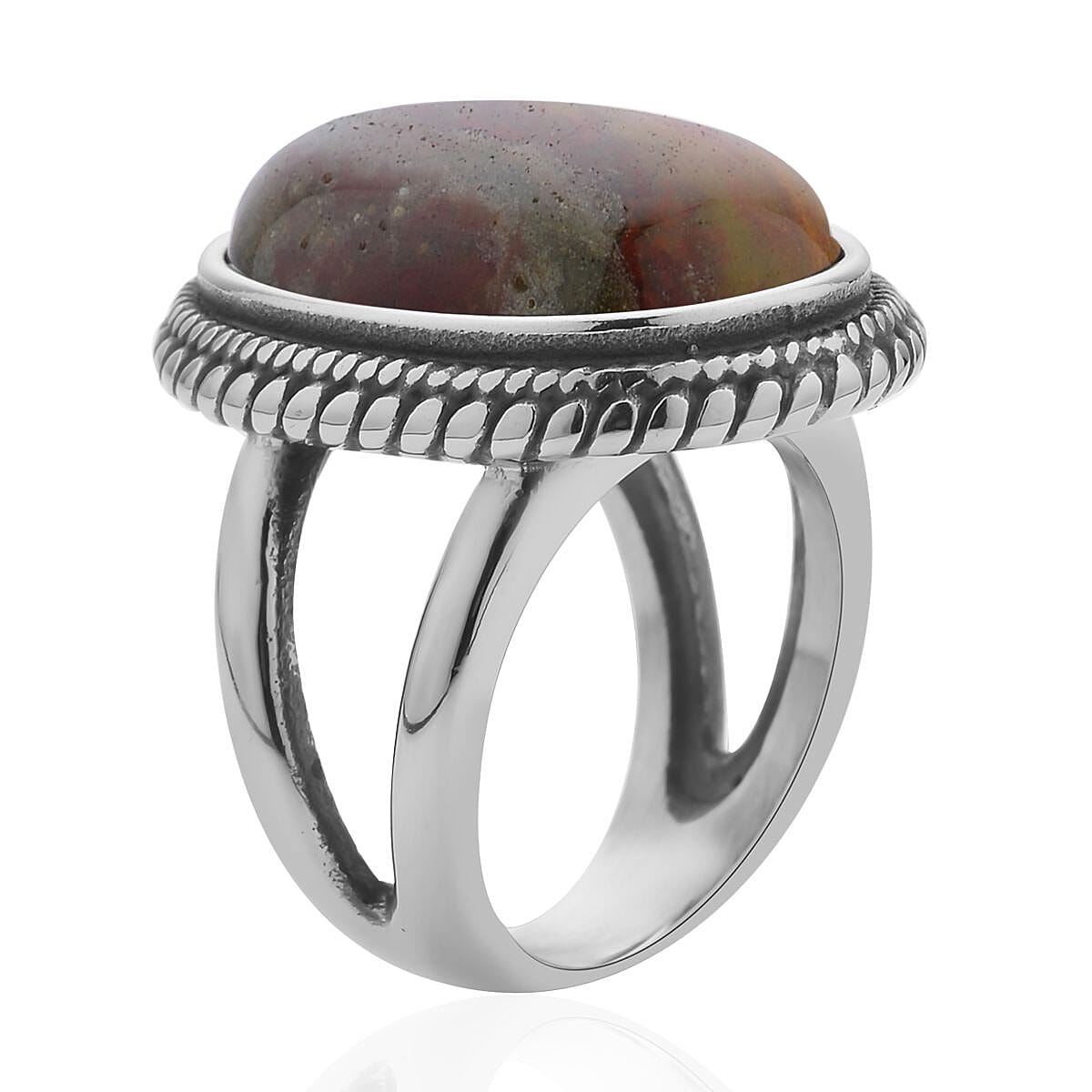 Clear Princess Crystal Ocean Jasper Solitaire Ring in Stainless Steel (Size 10.0) 50.00 ctw image number 3