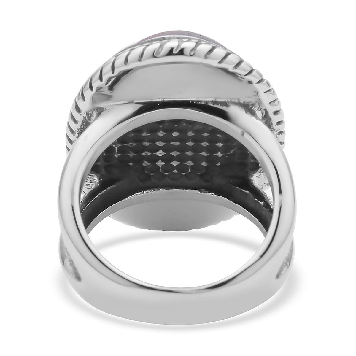 Clear Princess Crystal Ocean Jasper Solitaire Ring in Stainless Steel (Size 10.0) 50.00 ctw image number 4