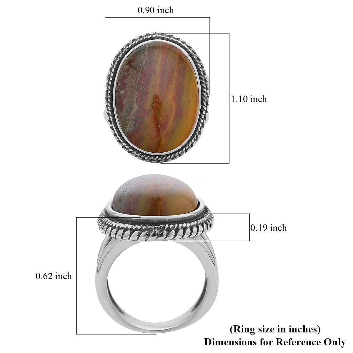 Clear Princess Crystal Ocean Jasper Solitaire Ring in Stainless Steel (Size 10.0) 50.00 ctw image number 5