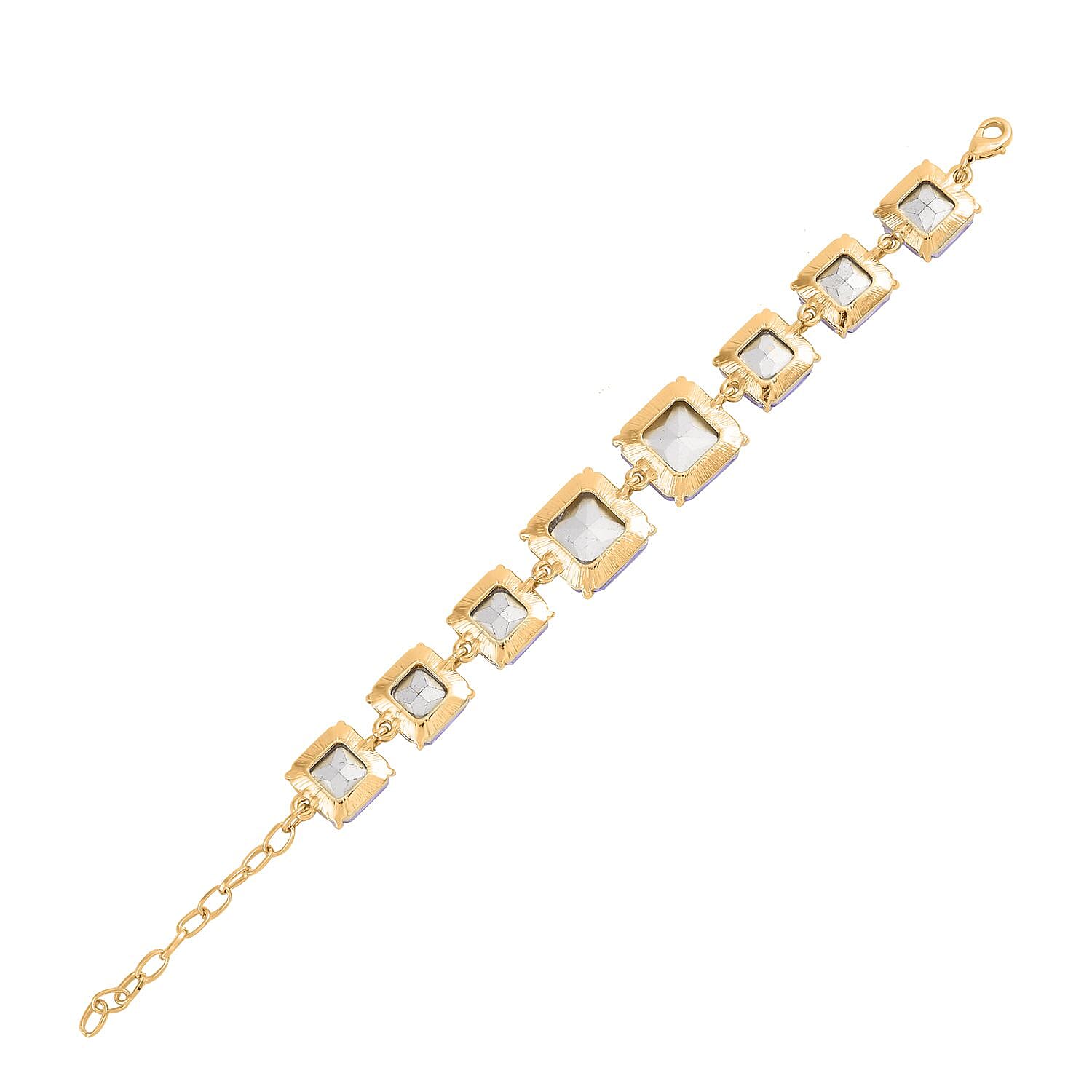 Purple Color Glass Bracelet in Goldtone (7.25-9.00In)