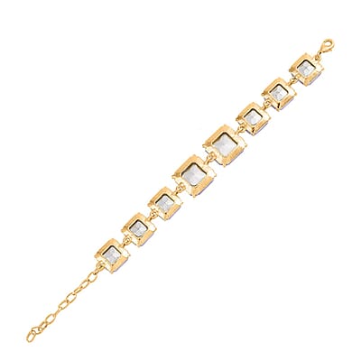 Purple Color Glass Bracelet in Goldtone (7.25-9.00In)
