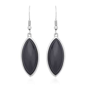 Black Obsidian Earrings in Stainless Steel 45.00 ctw , Tarnish-Free, Waterproof, Sweat Proof Jewelry