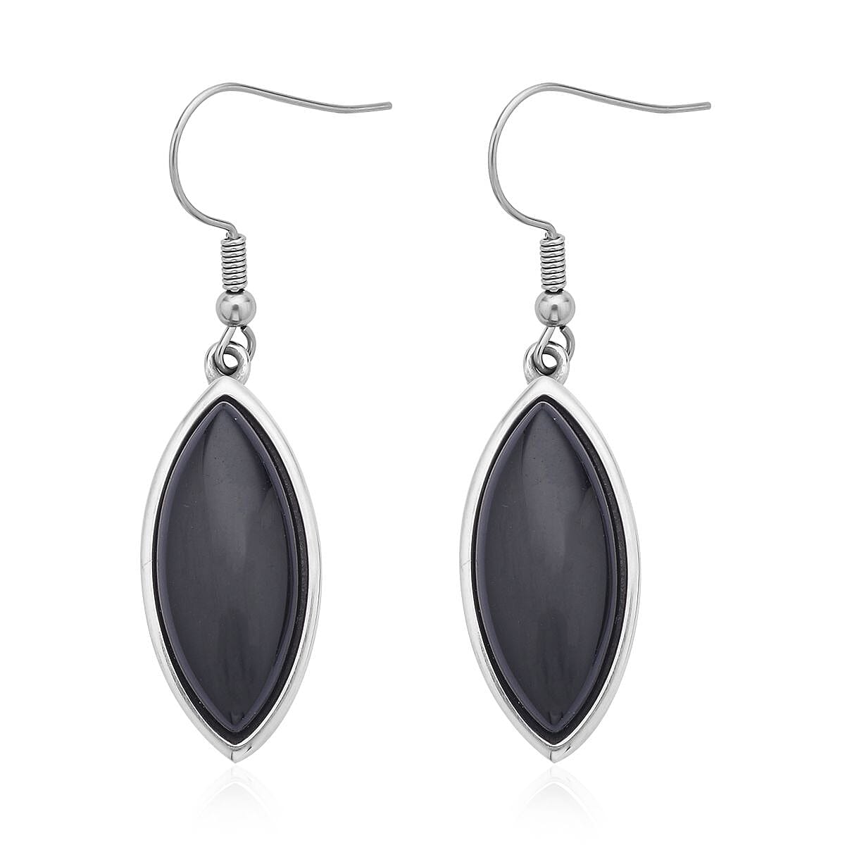 Black Obsidian Earrings in Stainless Steel 45.00 ctw image number 3