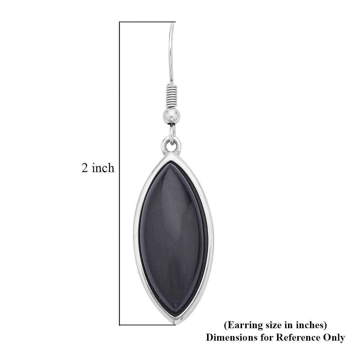 Black Obsidian Earrings in Stainless Steel 45.00 ctw , Tarnish-Free, Waterproof, Sweat Proof Jewelry