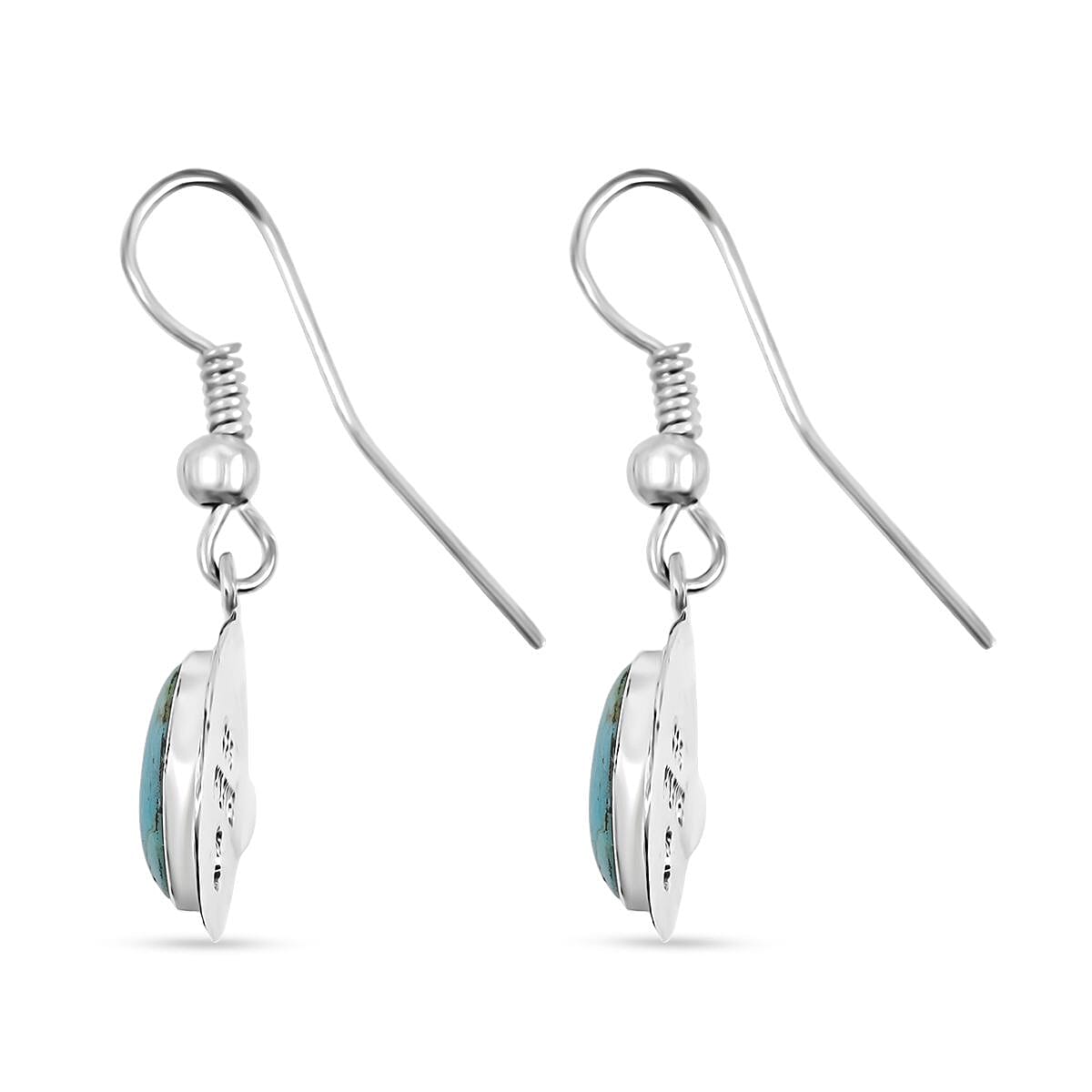 Santa Fe Style Turquoise Drop Earrings in Sterling Silver 3.40 ctw