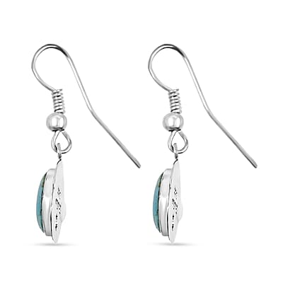 Santa Fe Style Turquoise Drop Earrings in Sterling Silver 3.40 ctw