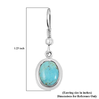 Santa Fe Style Turquoise Drop Earrings in Sterling Silver 3.40 ctw