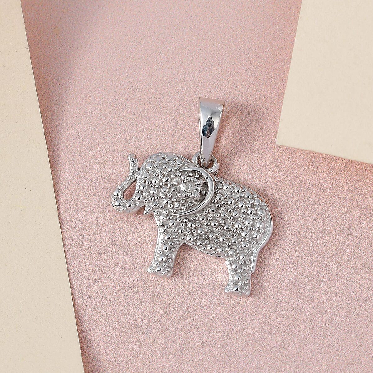 Diamond Accent Elephant Pendant in Platinum Over Sterling Silver image number 1