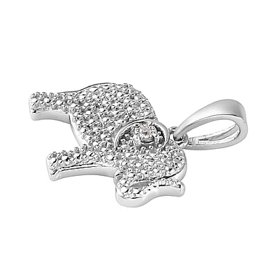 Diamond Accent Elephant Pendant in Platinum Over Sterling Silver