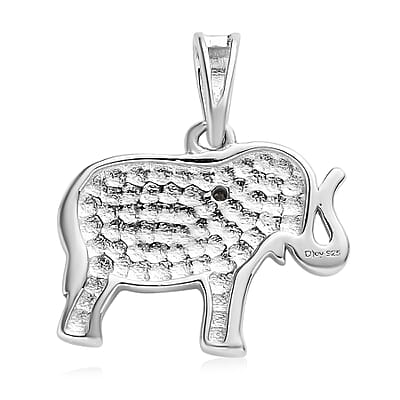 Diamond Accent Elephant Pendant in Platinum Over Sterling Silver