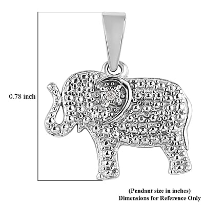 Diamond Accent Elephant Pendant in Platinum Over Sterling Silver